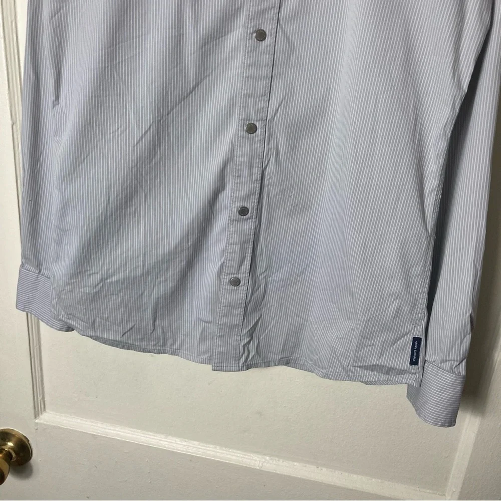 Armani Exchange gray textured stripe snap button up shirt mens S slim - Picture 4 of 11